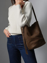 Shoulder Bag Backpack M Cavalier Nubuck Leather Etrier Brown cavalier nubuck ECAN126M-vue-porte